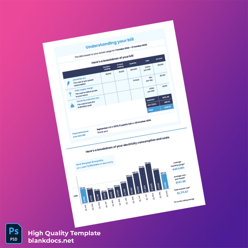 New Zealand EnergyA Editable Electricity Bill Template in Word and PDF formats page 2