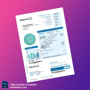 New Zealand Watercare Services Editable Water Bill Template in Word and PDF formats