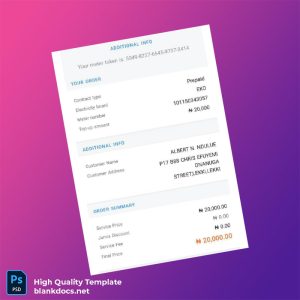 Nigeria EKO Electricity Editable Electricity Bill Template in Word and PDF formats