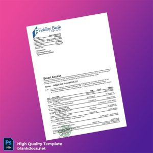 Nigeria Fidelity Bank Statement Template in Word and PDF formats