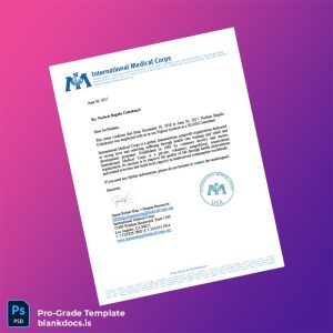 Blank Nigeria International Medical Corps Employment Verification Letter Template (Word/PDF) Document Preview - BlankDocs