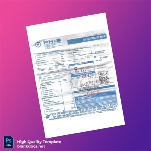 Nigeria PHED Editable Electricity Bill Template in Word and PDF formats