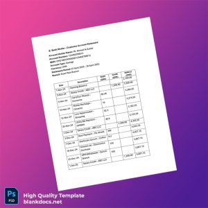 Oman Bank Dhofar Statement Template in Word and PDF formats