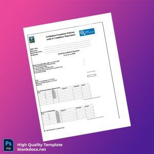Pakistan Al Khidmat Foundation Bank Reconciliation Statement Template in Word and PDF formats