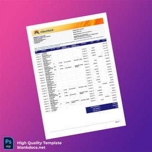 Pakistan Allied Bank Limited Editable Bank Statement Template in Word and PDF formats