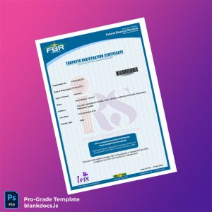 Blank Pakistan FBR Tax Registration Certificate Template (Word/PDF) Document Preview - BlankDocs