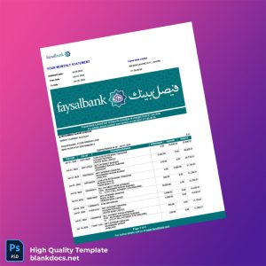 Pakistan Faysal Bank Limited Editable Bank Statement Template in Word and PDF formats