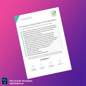 Blank Pakistan GST Registration Checklist Document Template (Word/PDF) Document Preview - BlankDocs
