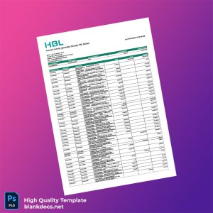 Pakistan HBL Editable Bank Statement Template in Word and PDF formats