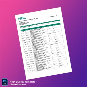 Pakistan HBL Mobile Editable Bank Statement Template in Word and PDF formats