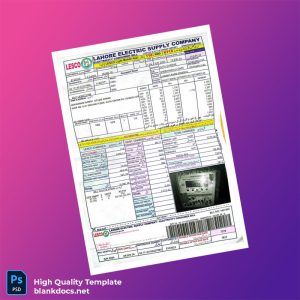 Pakistan Lahore Electric Supply Company Editable Electricity Bill Template in Word and PDF formats