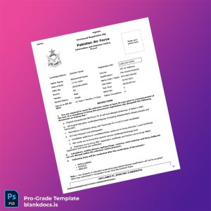 Blank Pakistan Pakistan Air Force Registration Certificate Template (Word/PDF) Document Preview - BlankDocs