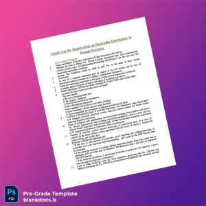 Blank Pakistan Provincial Government Pesticide Distribution Registration Checklist Template (Word/PDF) Document Preview - BlankDocs