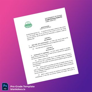 Blank Pakistan Punjab Revenue Authority Registration Certificate Template (Word/PDF) Document Preview - BlankDocs