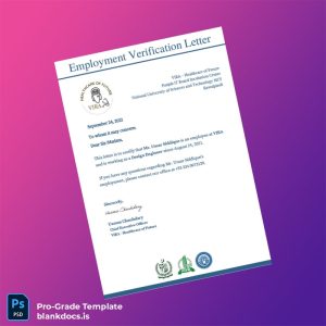 Blank Pakistan VIRA Healthcare of Future Employment Verification Letter Template (Word/PDF) Document Preview - BlankDocs