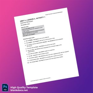 Pearson Education Inc Editable Grammar Worksheet Template in Word and PDF formats