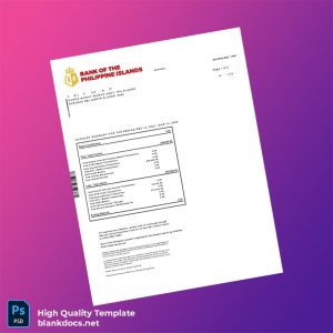 Philippines Bank Of The Philippine Islands Bank Statement Template in Word and PDF formats