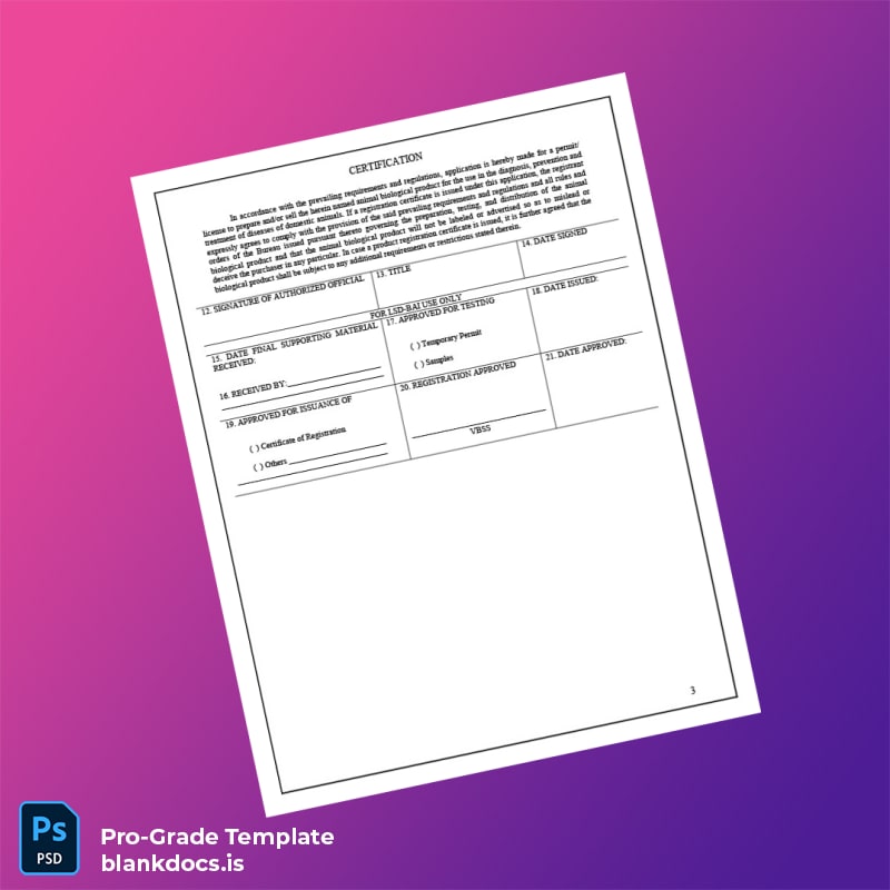 Blank Philippines Bureau of Animal Industry Application for Veterinary Biological Product Registration Template in Word and PDF format page 3 Document Preview - BlankDocs