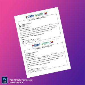 Blank Philippines DSWD Guaranteed Employment Letter Template (Word/PDF) Document Preview - BlankDocs