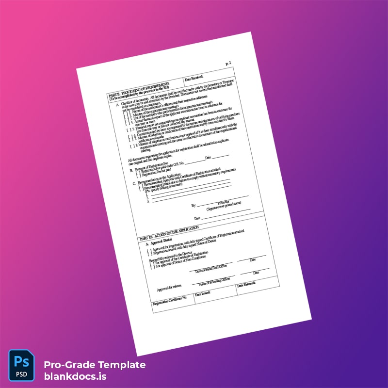 Blank Philippines Department of Labor and Employment Registration Certificate Template in Word and PDF formats page 2 Document Preview - BlankDocs