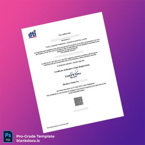 Blank Philippines Department of Trade and Industry Business Registration Certificate Template (Word/PDF) Document Preview - BlankDocs