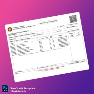 Blank Philippines Polytechnic University Registration Certificate Template (Word/PDF) Document Preview