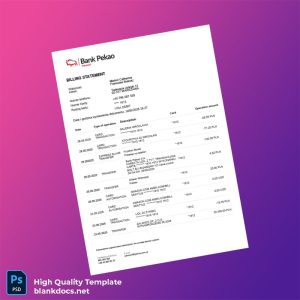 Poland Bank Pekao S A Bank Statement Template in Word and PDF formats