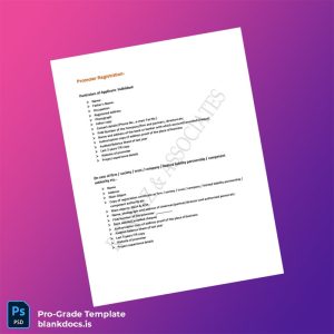 Blank Promoter Registration Certificate Template (Word/PDF) Document Preview