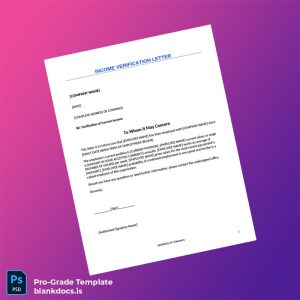 Blank Proof of Income Income Verification Letter Template (Word/PDF) Document Preview - BlankDocs
