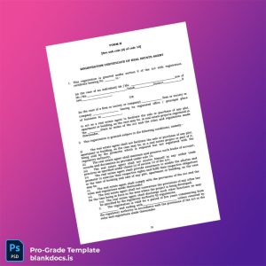 Blank Real Estate Regulatory Authority Registration Certificate Template (Word/PDF) Document Preview