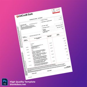 Romania UniCredit Bank Monthly Statement Template in Word and PDF formats