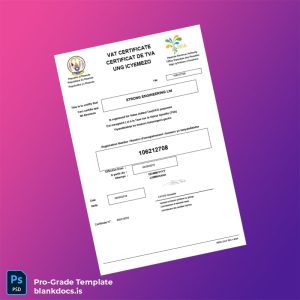 Blank Rwanda Rwanda Revenue Authority VAT Registration Certificate Template (Word/PDF) Document Preview - BlankDocs
