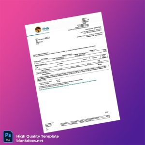 South Africa First National Bank Account Statement Template in Word and PDF formats