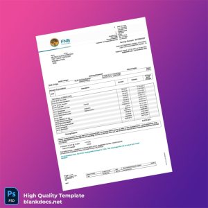 South Africa First National Bank Statement Template in Word and PDF formats