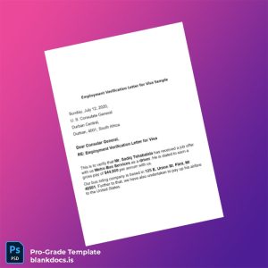 Blank South Africa Metro Bus Services Employment Verification Letter Template (Word/PDF) Document Preview - BlankDocs