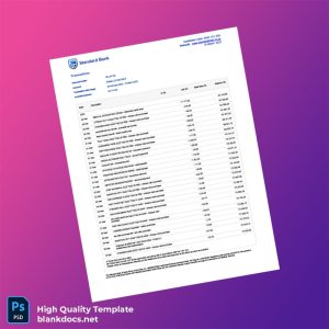 South Africa Standard Bank Bank Statement Template in Word and PDF formats