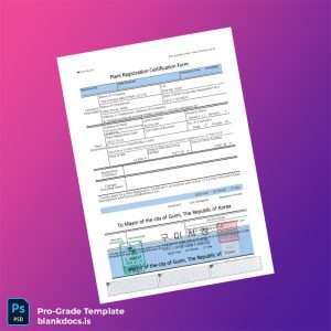 Blank South Korea Mayor of Gumi Plant Registration Certification Form Template (Word/PDF) Document Preview