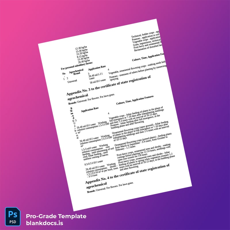 Blank State Registration Certificate for Humic Acids Agrochemical page 2 Document Preview - BlankDocs