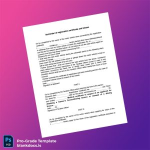 Blank Surrender of Registration Certificate Template (Word/PDF) Document Preview