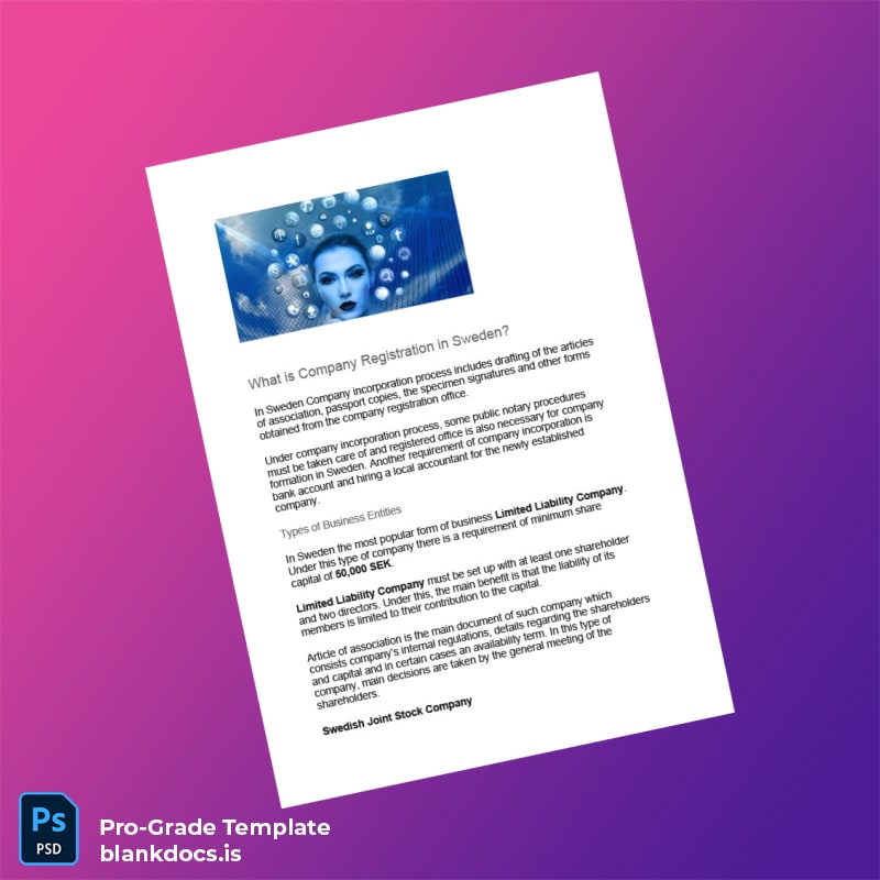 Blank Sweden Companies Registration Certificate Template (Word/PDF) Document Preview - BlankDocs