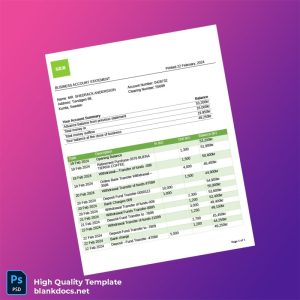 Sweden SEB Bank Statement Template in Word and PDF formats