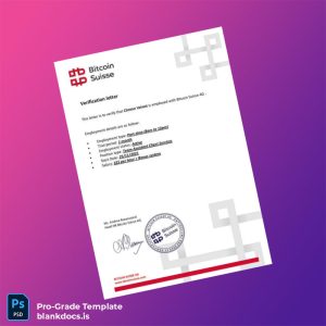 Blank Switzerland Bitcoin Suisse AG Employment Verification Letter Template (Word/PDF) Document Preview - BlankDocs