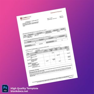Thailand CIMB Bank Statement Template in Word and PDF formats