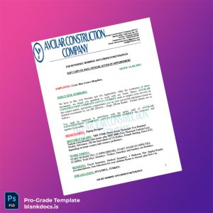 Blank Turkey Avcilar Construction Company Employment Verification Letter Template (Word/PDF) Document Preview - BlankDocs