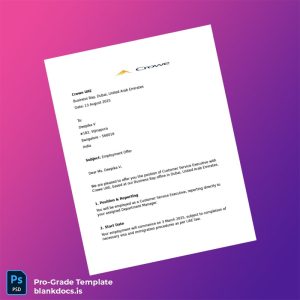 Blank UAE Crowe UAE Employment Verification Letter Template (Word/PDF) Document Preview - BlankDocs