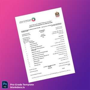 Blank UAE Federal Tax Authority VAT Registration Certificate Template (Word/PDF) Document Preview - BlankDocs