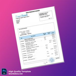 UK Bank Statement Template in Word and PDF formats