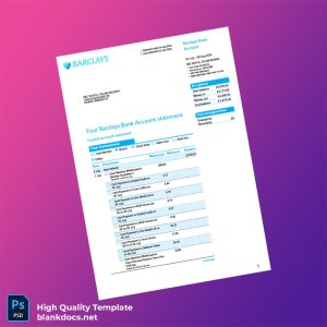 UK Barclays Bank Statement Template in Word and PDF formats