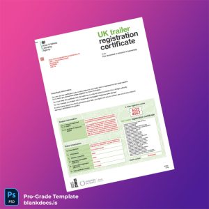 Blank UK DVLA Trailer Registration Certificate Template (Word/PDF) Document Preview - BlankDocs