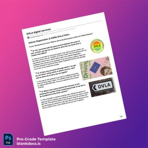 Blank UK DVLA Vehicle Registration FAQs Document Template (Word/PDF) Document Preview - BlankDocs